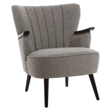 Gray armchair with black legs on a white background