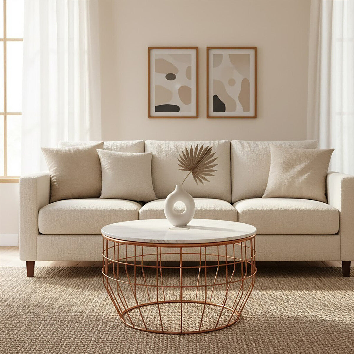 Vizzini White Marble Coffee Table