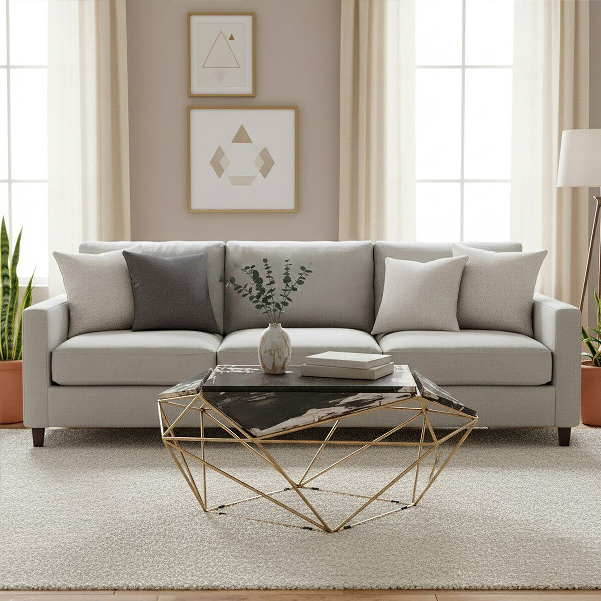 Relic Dark Petrified Wood Geometric Coffee Table