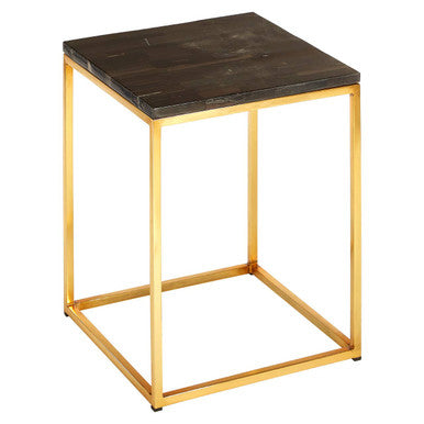 Relic Dark Petrified Wood Square Side Table