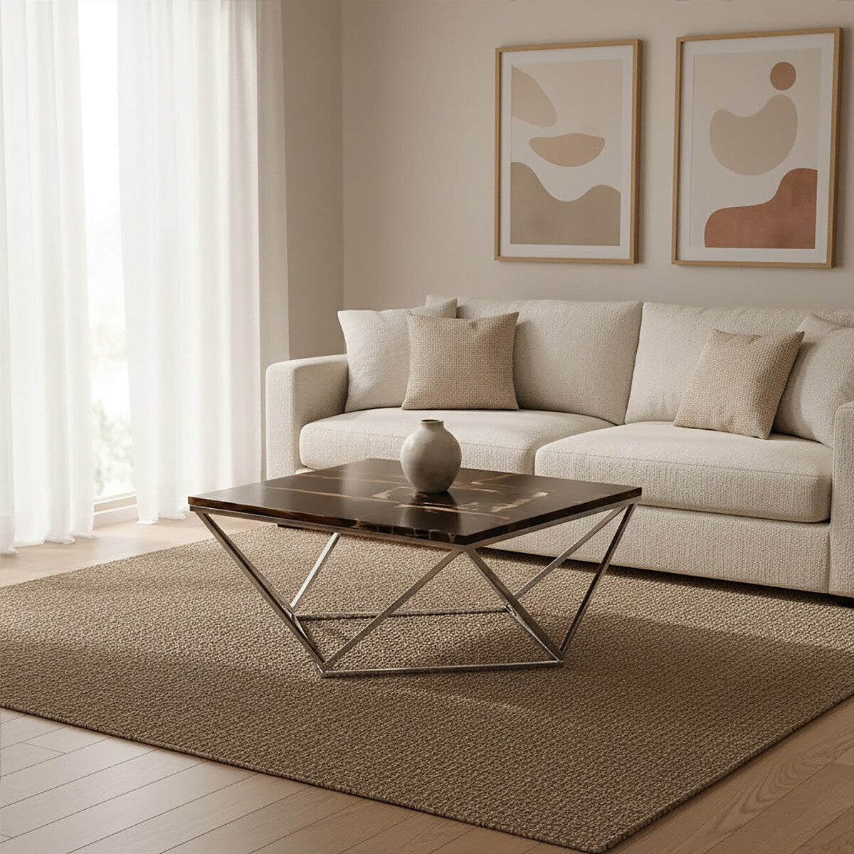 Relic Dark Petrified Wood Top Coffee Table