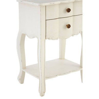 Loire 2 Drawer White Bedside Table