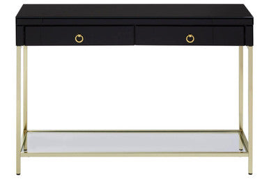 Kensington Townhouse Black Mirror Console Table With Gold Frame