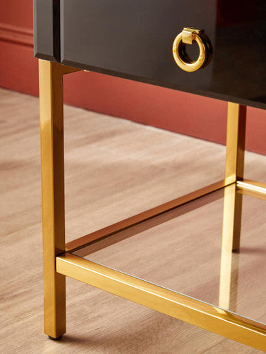 Kensington Townhouse Black 2 Drawer Side Table - Image 8