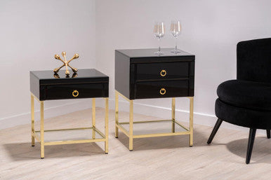 Kensington Townhouse Black 2 Drawer Side Table - Image 3