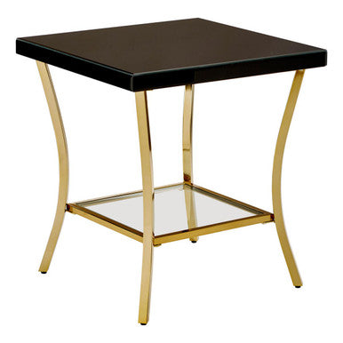 Kensington Townhouse Black Mirror Side Table With Gold Legs - Image 4