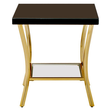 Kensington Townhouse Black Mirror Side Table With Gold Legs - Image 2