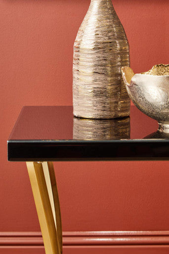 Kensington Townhouse Black Mirror Side Table With Gold Legs - Image 5