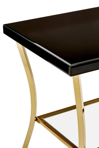Kensington Townhouse Black Mirror Side Table With Gold Legs - Image 7