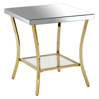 Kensington Townhouse Mirror Side Table With Gold Legs - Image 4