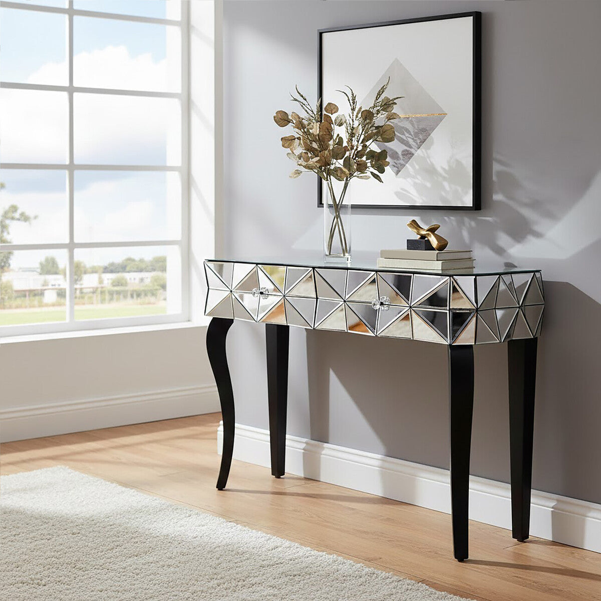 Soho Smoke Glass Two Drawer Console Table - Image 3