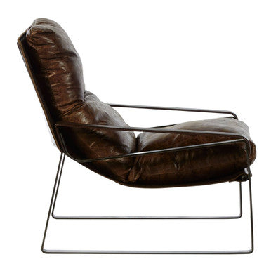 Hoxton Brown Leather Sledge Base Lounge Chair - Image 3