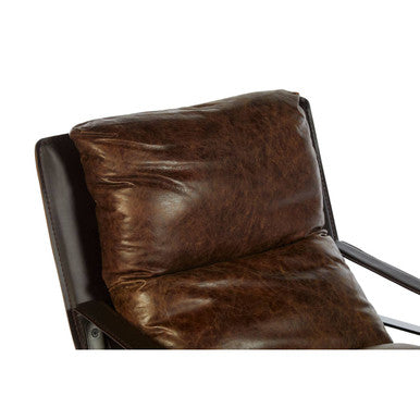 Hoxton Brown Leather Sledge Base Lounge Chair - Image 5