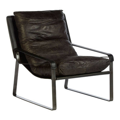 Hoxton Dark Brown Leather Lounge Chair - Image 4