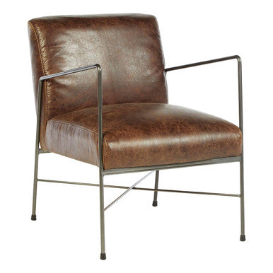Hoxton Brown Leather Lounge Chair - Image 4