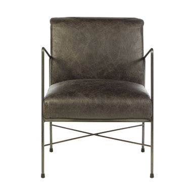 Hoxton Grey Leather Lounge Chair