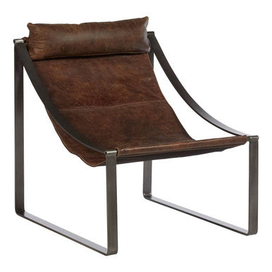 Hoxton Brown Leather Sling Chair - Image 4