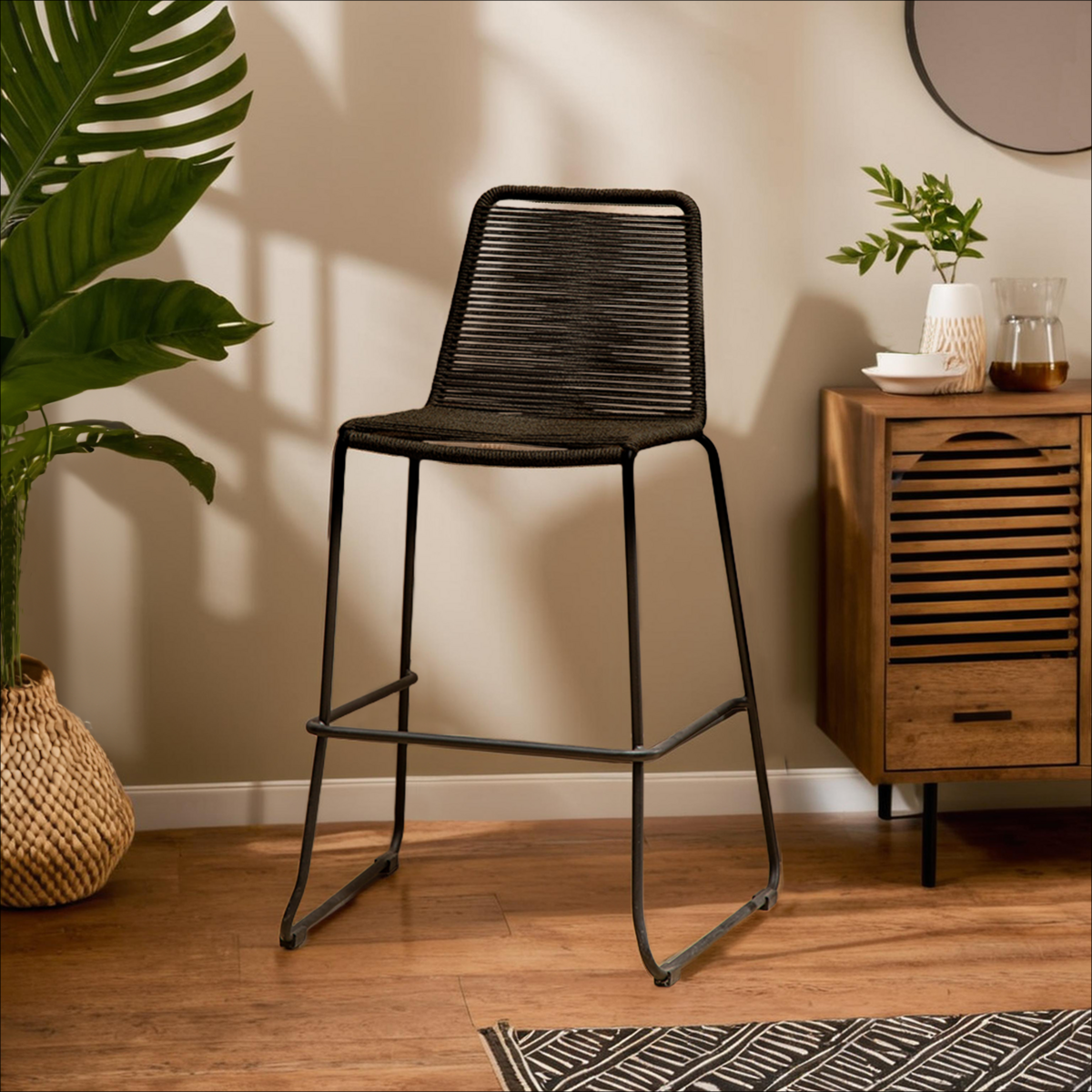 Sisal Black Rope Bar Chair