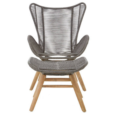 Sisal Grey Rope Lounge Chair and Footstool - Image 4