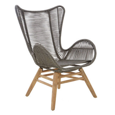 Sisal Grey Rope Lounge Chair and Footstool - Image 2