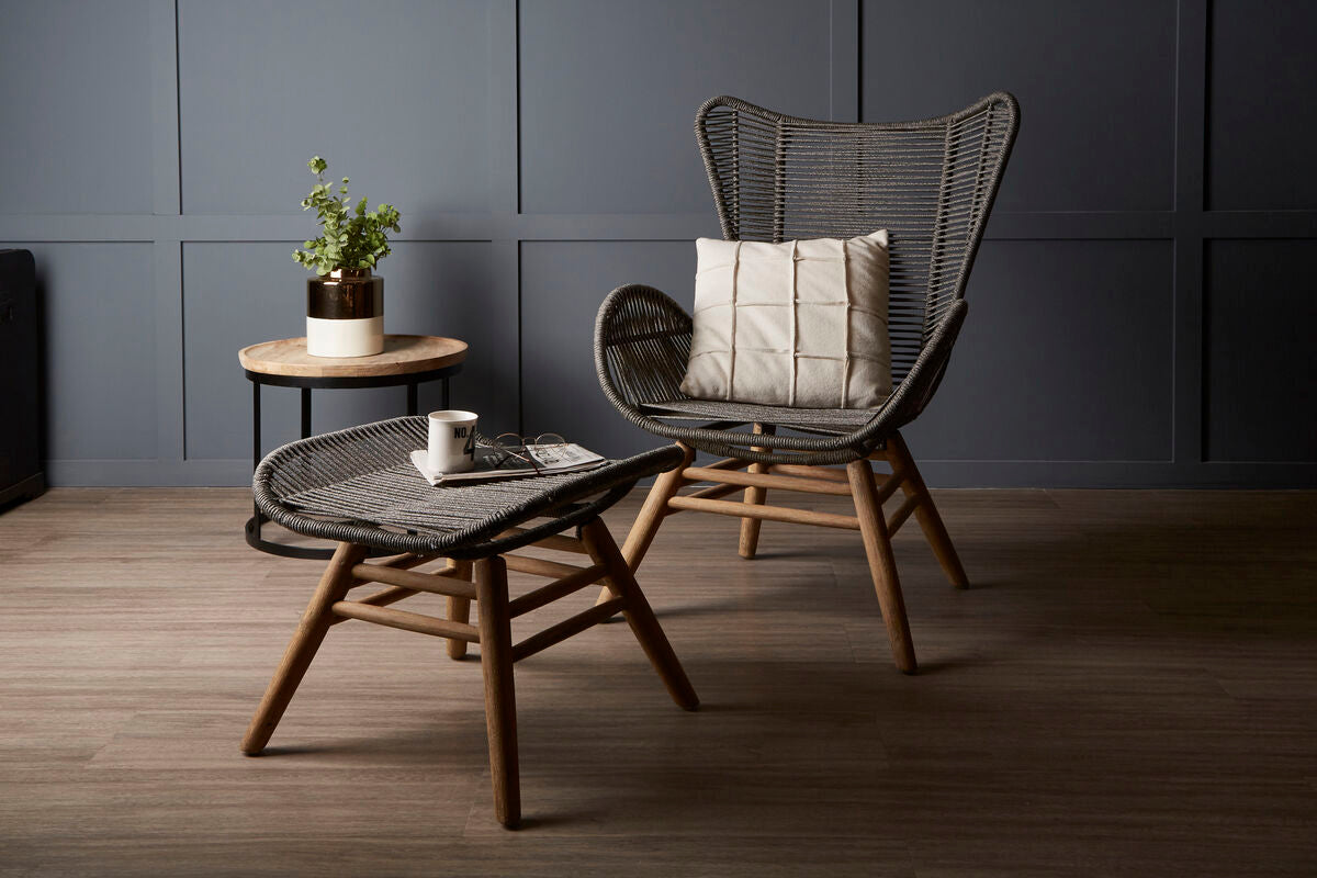 Sisal Grey Rope Lounge Chair and Footstool