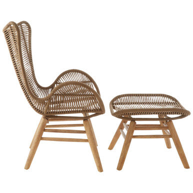 Sisal Latte Rope Lounge Chair And Footstool