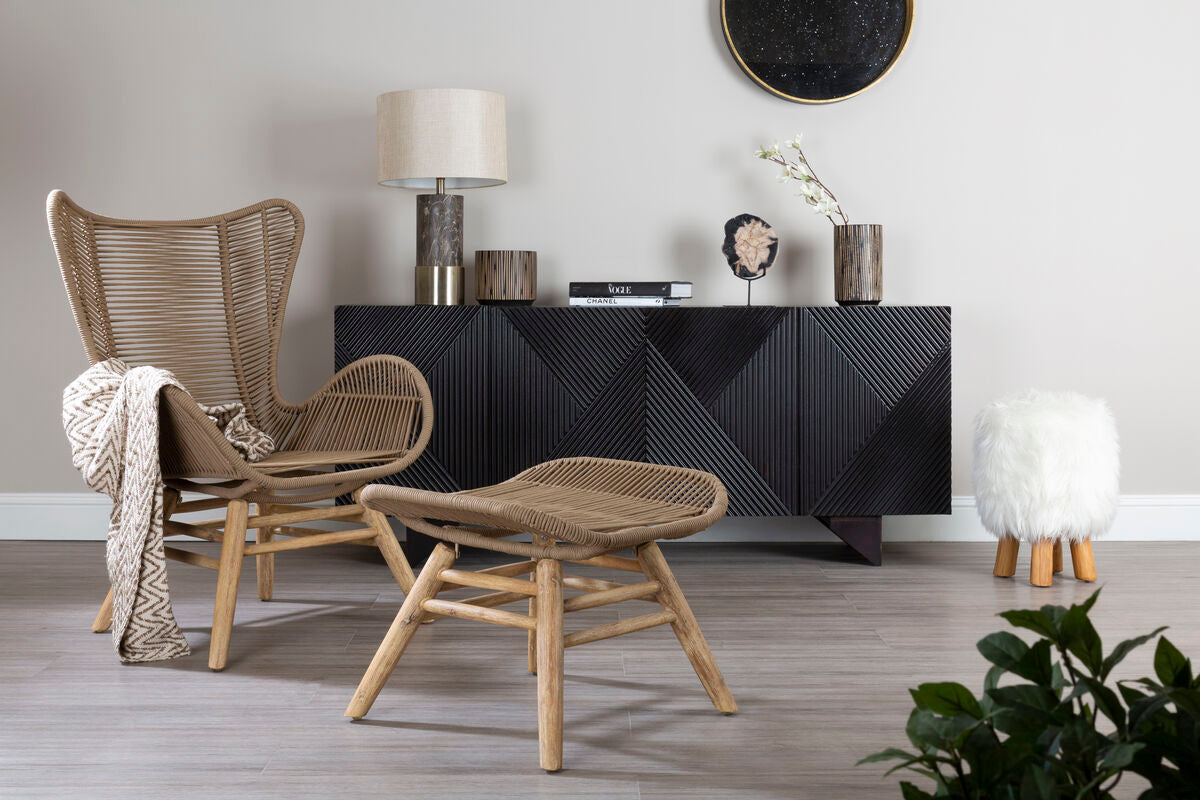 Sisal Latte Rope Lounge Chair And Footstool - Image 10