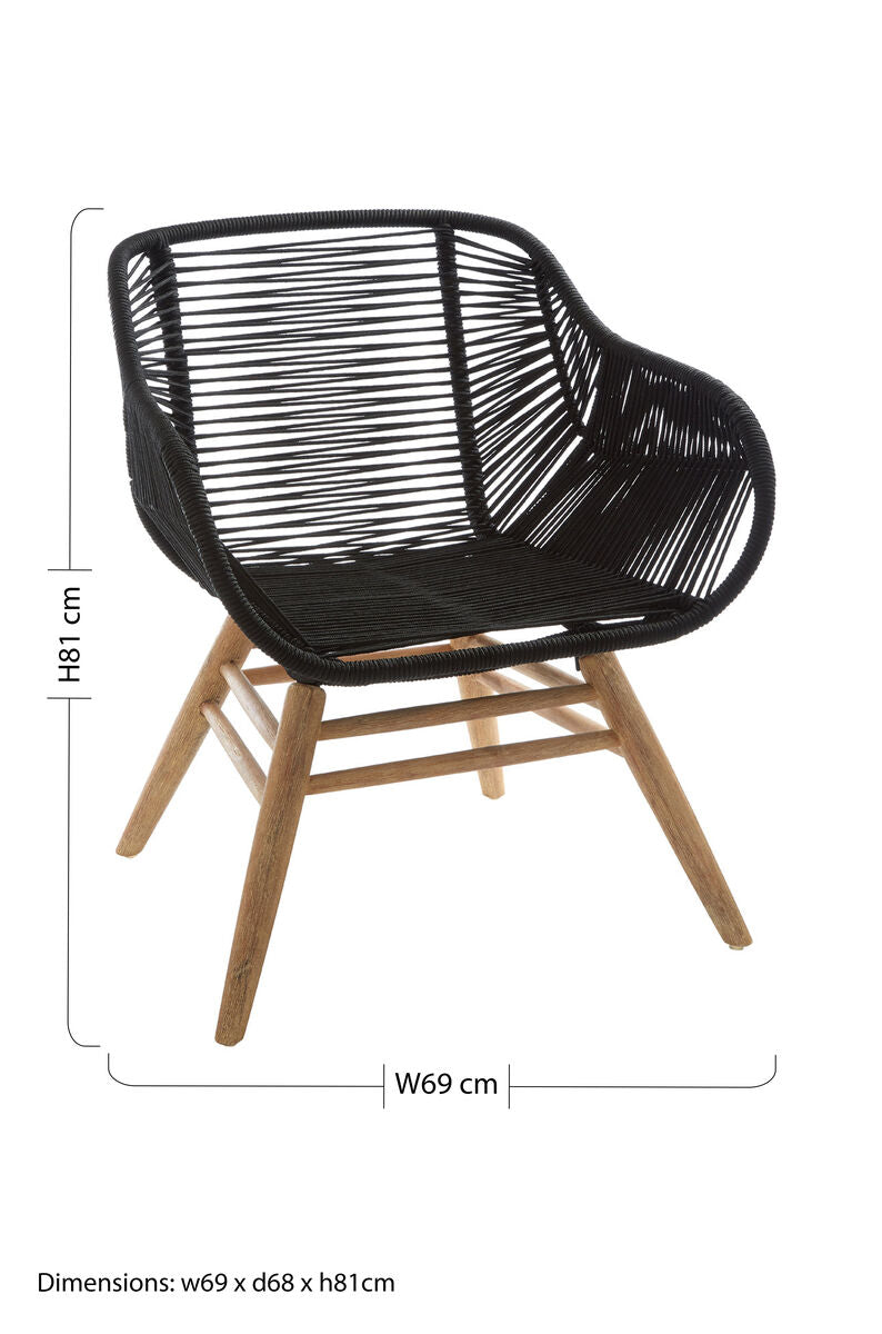 Sisal Black Rope Armchair - Image 11