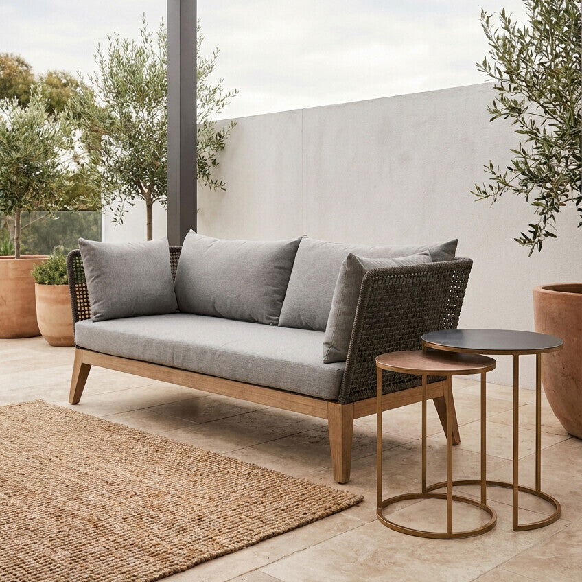 3 Seater Grey Sofa with Wooden Legs, Opus