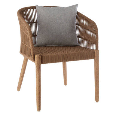 Wicker chair with a gray cushion on a white background