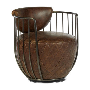 Hoxton Brown Leather Swivel Chair - Image 2