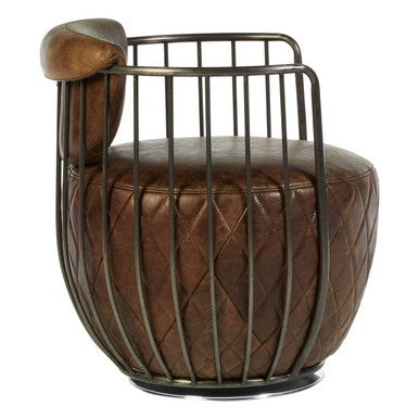 Hoxton Brown Leather Swivel Chair - Image 3