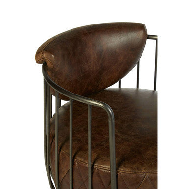 Hoxton Brown Leather Swivel Chair - Image 5