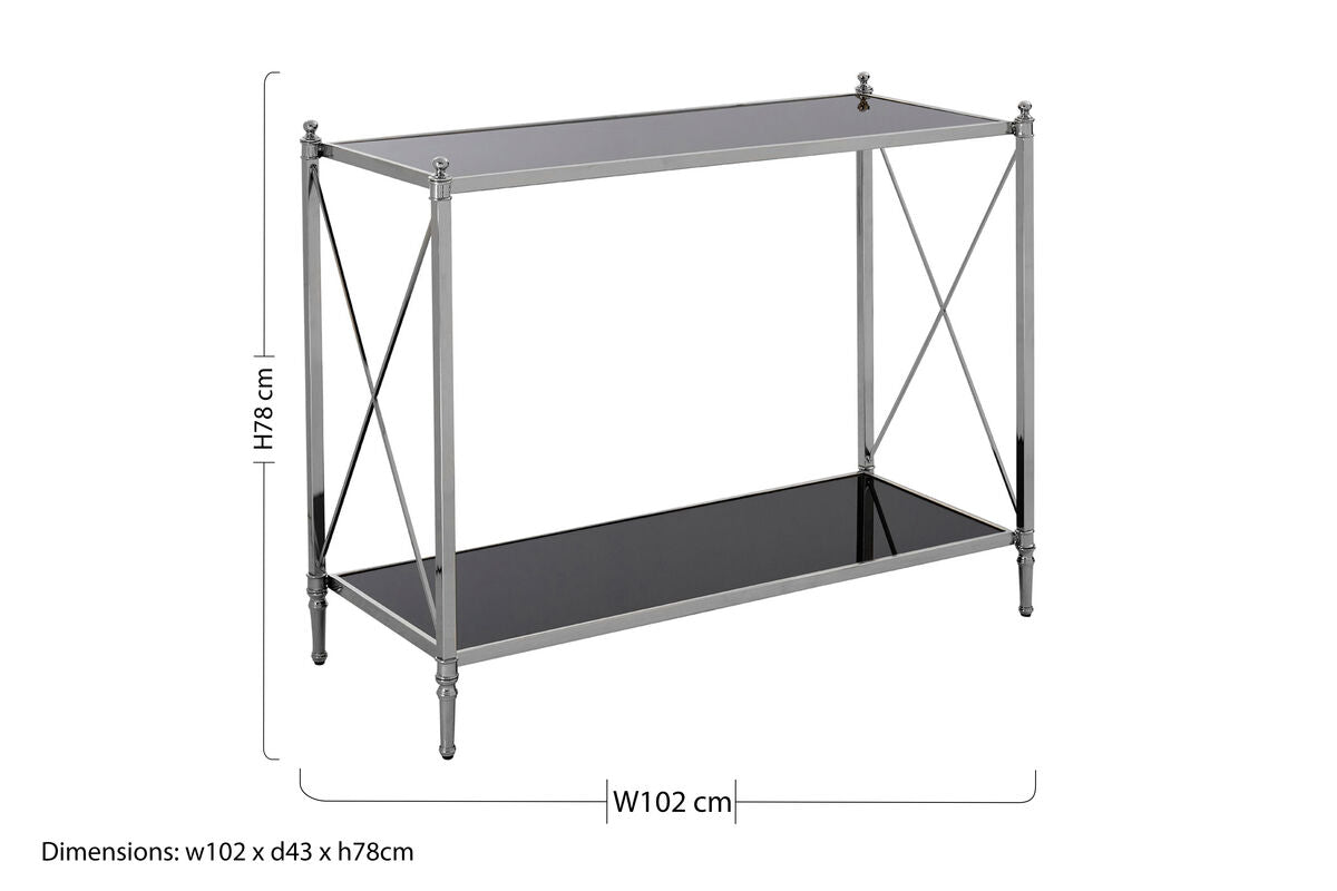Hoffmann Black Glass and Nickel Finish Console Table - Image 6