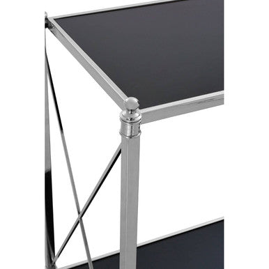 Hoffmann Black Glass and Nickel Finish Console Table - Image 4