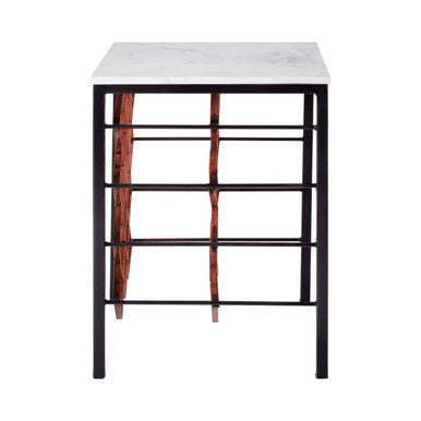 Templar White Marble And Iron Wine Rack Table - Image 2