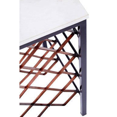 Templar White Marble And Iron Wine Rack Table
