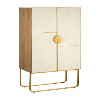 Modica Oak Wood and Brushed Gold Cabinet - Image 3