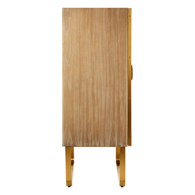 Modica Oak Wood and Brushed Gold Cabinet - Image 4
