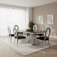 Yasmin Oval Back Black Velvet Dining Chair - Image 3