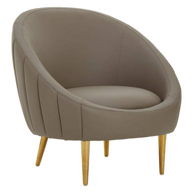 Lagero Brown Leather Effect Curved Cocoon Chair - Image 3