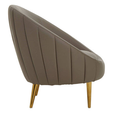 Lagero Brown Leather Effect Curved Cocoon Chair - Image 4