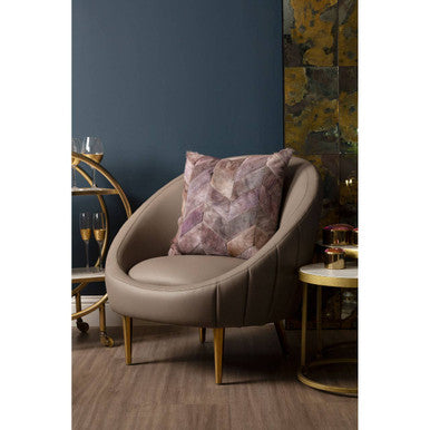 Lagero Brown Leather Effect Curved Cocoon Chair - Image 6
