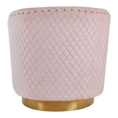 Plazoni Pink Velvet Swivel Chair with Gold Base - Image 7