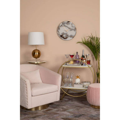Plazoni Pink Velvet Chair With Gold Base