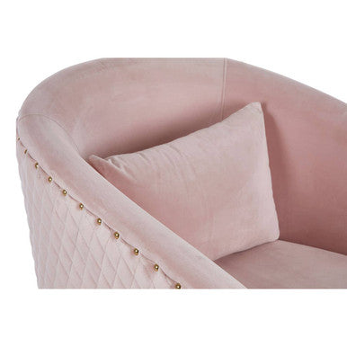Plazoni Pink Velvet Swivel Chair with Gold Base - Image 11
