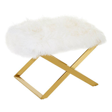 Anafi White Sheepskin Stool - Image 6
