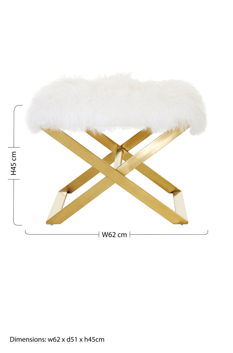 Anafi White Sheepskin Stool - Image 13