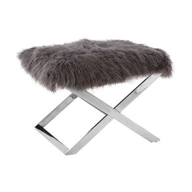Anafi Grey Sheepskin Stool - Image 4