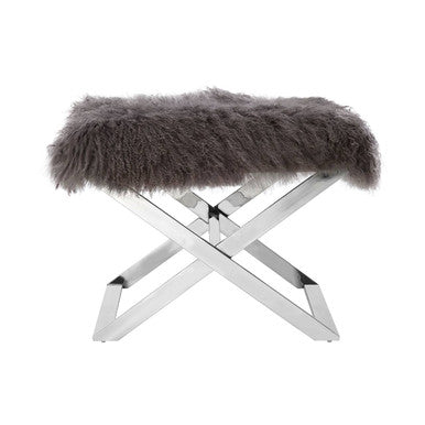 Anafi Grey Sheepskin Stool.